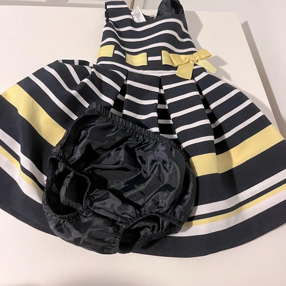 Pretty Navy and Yellow Striped Dress - Picture 3 of 5